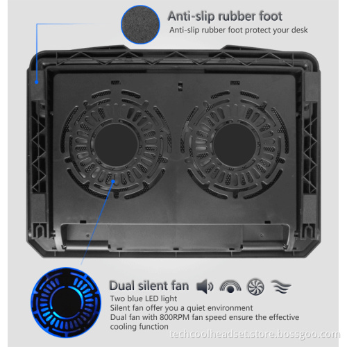 Adjustable gaming cooling laptop cooler pads tabld with cooling pads 2 USB